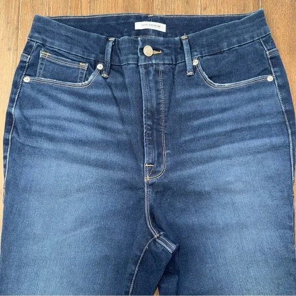 Good American Good Waist Skinny Jeans Raw Hem Plus Size Dark Blue - Picture 9 of 14